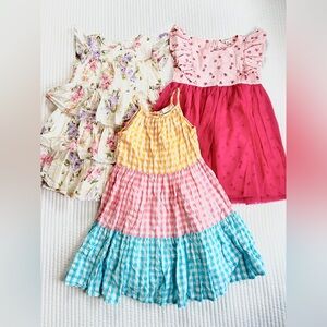 Bundle/Lot 3 Girls Sleeveless Summer Dresses Ruffle Tiered Tucker Tate Gap SZ 5